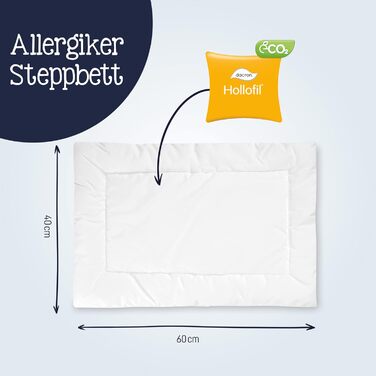 Гігієнічна подушка Julius Zllner, можна прати при 95C, підходить для алергіків, Standard 100 від OEKO-TEX, розмір 40x60 см Подушка