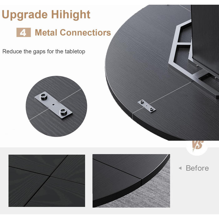 Круглий обідній стіл HSH, кухонний стіл для 4-6 осіб, дерев&39яний обідній стіл, сучасний дизайн, обідній стіл для ресторану/вітальні з восьмикутною основою, чорний дуб, 120 см, чорний дуб 120 x 120 x 75 см