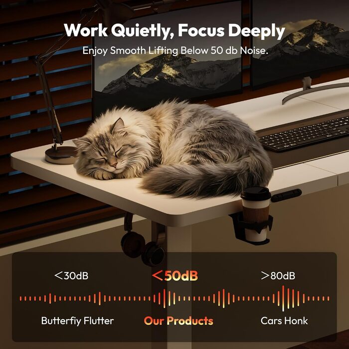 Письмовий стіл з регульованою висотою 11054 см Компактний стіл для роботи стоячи з практичними аксесуарами, ідеально підходить для невеликих приміщень, тихий та безпечний із захистом від зіткнень (білий) 110 x 54 см Білий