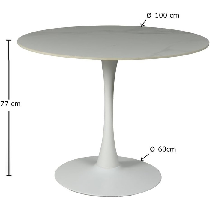 Обідній стіл WEBER INDUSTRIES ISA, круглий, з каменю, 4/5 осіб, діаметр 100 см, білий