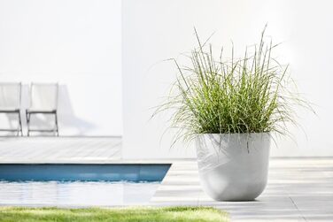 Горщик для рослин Ashortwalk Oslo Bell з переробленого пластику (Ø 25 см x В 21,8 см) (біло-сірий) Вуличні квіткові горщики Всепогодні квіткові горщики (Біло-сірий, 46,6 x 45 x 39,2 см) 45 см Біло-сірий