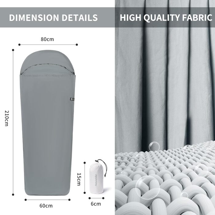 Ковдра для спального мішка Naturehike Ultralight (лише 128 г) з внутрішнім спальним мішком малого розміру для походів, хостелів, котеджів, кемпінгу - синя