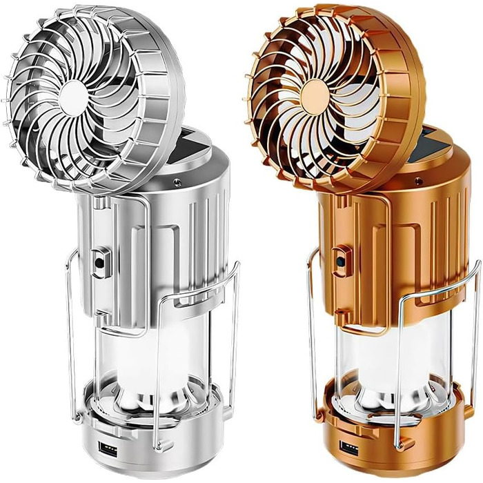 Портативний світлодіодний кемпінговий ліхтар Civicy 5-в-1 з USB-живленням для економії енергії, виготовлений з ABS-пластику, з сонячною батареєю та зарядкою від USB, сріблястий