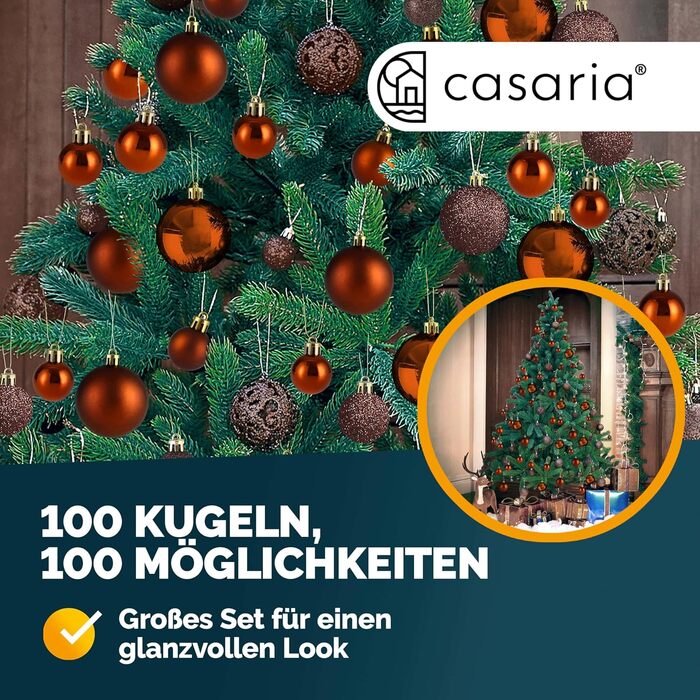 Різдвяні кульки 100 шт коричневі Deuba