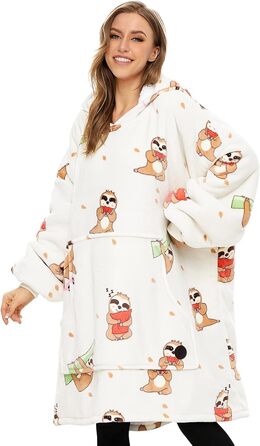 Толстовка з капюшоном THREE POODLE, светр з капюшоном великого розміру, затишний светр для жінок, чоловіків та дітей, тепла та м&39яка підкладка, толстовка з капюшоном великого розміру з шерпи, різні візерунки, для дорослих лінивців