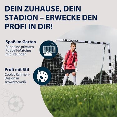 Футбольні ворота HUDORA - Міцні футбольні ворота для дітей та дорослих - Всепогодні футбольні ворота з щільною сіткою для домашнього використання - Високоякісна зовнішня стінка для дозвілля та тренувань з футболу