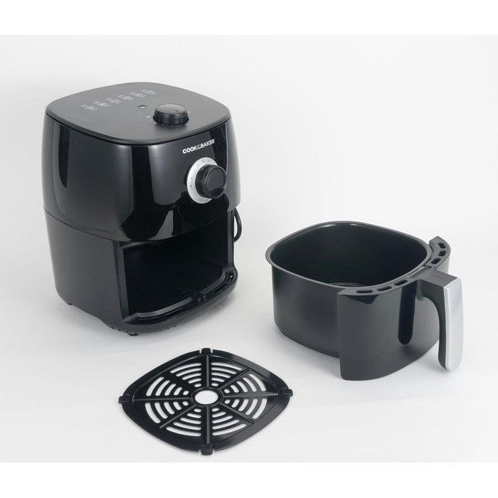 Головна Тенденції Міні-фритюрниця з програмованим регулюванням температури, 1400 Вт, таймер на 30 хвилин, смаження без олії, контейнери з антипригарним покриттям, які можна мити в посудомийній машині, і легко чиститься чорний (2.8 л)