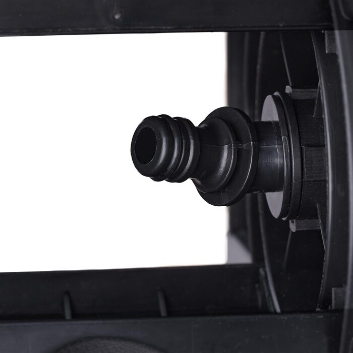 Котушка для шланга Relaxdays, для 30 м шланга 1/2, сталь, пластик, тримач шланга, 38 x 42 x 31 см, чорний/зелений