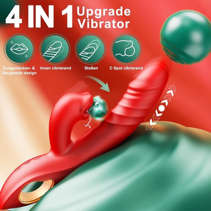 Фалоімітатор Sexpanse 4 в 1, з вібрацією G‑точки, стимуляцією клітора, смоктанням та поштовхами