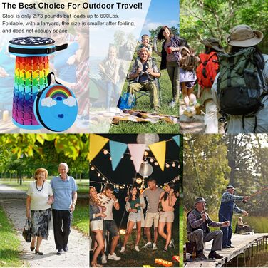 Портативний складаний стілець ALEVMOOM, телескопічний кемпінговий стілець, складний стілець, міні-легкий кемпінговий стілець для кемпінгу на свіжому повітрі, риболовлі, барбекю, критої кухні, вантажопідйомність 600 фунтів (хмара)