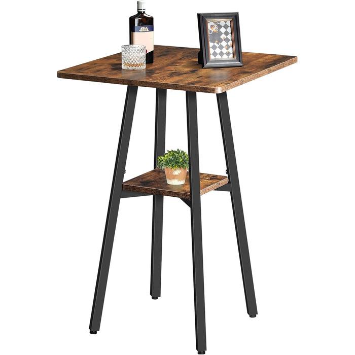 Барний стіл HOOBRO на 2 рівні, високий бістро-стіл, невеликий стоячий стіл з 2 стільницями, кухонний стіл, балконний стіл, для вітальні, конференц-залу, бару, рустикальний коричневий та чорний EBF51BT01