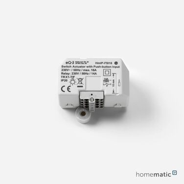 Світлодіодний контролер Homematic IP Smart Home RGBW, непряме освітлення, керує світловими стрічками. Світлодіодні стрічки через додаток, Google Assistant і Alexa, 157662A0 (комутаційний привід з кнопковим входом (16 А))