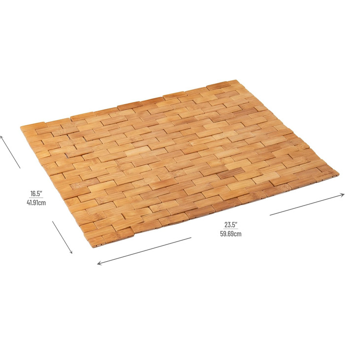 Колекція Mind Reader Bali, розкішний бамбуковий килимок для душу в рулоні, 23.5 'L x 16.5 W x 0.4 H, коричневий, коричневий