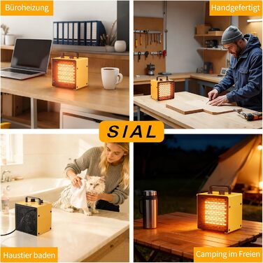 Промисловий портативний вентилятор-обігрівач SIAL 2000 Вт - Електричний обігрівач - Керамічний радіаційний обігрівач - Обігрівач приміщень, будівельний обігрівач - PTC обігрівач із захистом від перегріву - Для офісів, кімнат, ванних кімнат, гаражів - PA2 