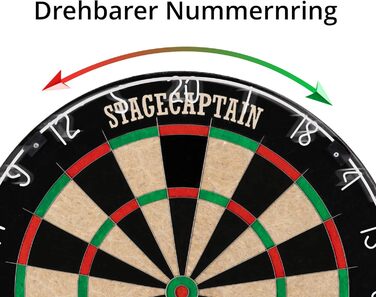 Мішень для дротиків Stagecaptain DBS-1715 Bullseye Pro з дротиками - Професійна сталева мішень для дротиків з сизалю - Мішень для дротиків з надтонкими дротами - Мішень для дротиків з 6 дротиками та 4 наборами дергань