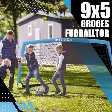 Портативні футбольні ворота RUNBOW для дітей, для гри на задньому дворі, для тренувань юніорів, з сумкою для перенесення, 2,7 x 1,5 м, сіро-блакитні (274 x 152 см), 2 шт.