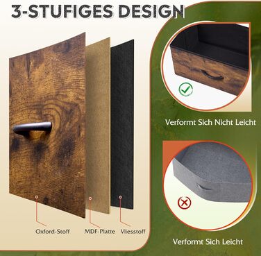 Комод WLIVE з 8 тканинними шухлядами, комод для спальні, комод для вітальні, з міцним сталевим каркасом, вінтажний коричнево-чорний