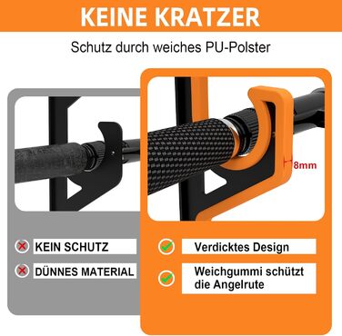 Тримачі для вудок tonhui, горизонтальні, настінні та стельові, з 2 кріпленнями, гараж для вудок з м&39яким PU-захистом, підставка для 10 вудок, стійке до подряпин зберігання вудок (чорний/жовтий)