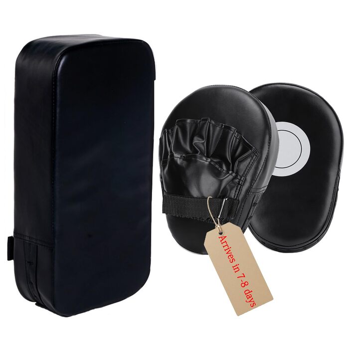Набір боксерських щитків 2-в-1, боксерські щитки для кікбоксингу, ПУ щитки для рук, боксерські щитки, аксесуар для бойових мистецтв для кікбоксингу, тайського боксу, карате, муай-тай, тренувань з боксу, чорний