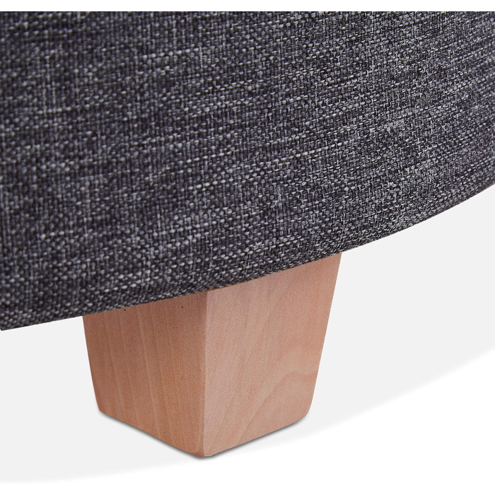 Пуф Relaxdays із місцем для зберігання, круглий м&39який табурет, для вітальні, імітація лляного матеріалу, В x Г 41 x 44 см, темно-сірий