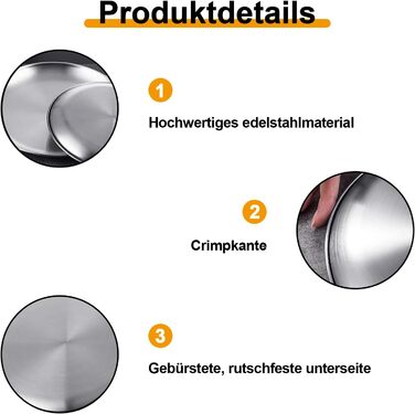 Тарілки з нержавіючої сталі, 6 шт., діаметр 20 см, для барбекю, круглі, для випічки, кемпінгу, пікніків, кухні та вечірок - набір з 6 шт.