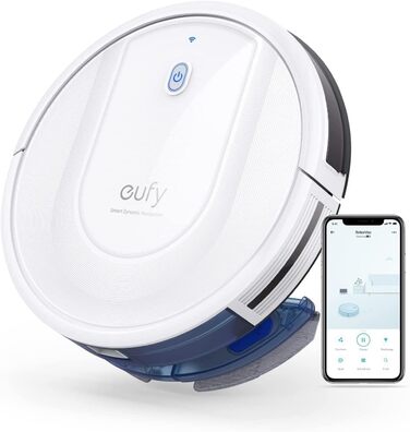 Робот-пилосос eufy з функцією прибирання, RoboVac G10 Hybrid, Smart Dynamic Navigation, 2-в-1 пилосос і робот-пилосос, потужність всмоктування 2000 Па, самозарядка (білий) (відремонтований), підлоги
