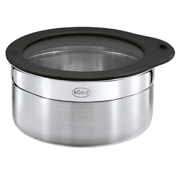 Контейнер для зберігання продуктів RSLE з кришкою для збереження свіжості, високоякісний контейнер для зберігання продуктів, гігієнічний та нейтральний до смаку, нержавіюча сталь 18/10, придатний для миття в посудомийній машині, висота 12 см, діаметр 6,5 