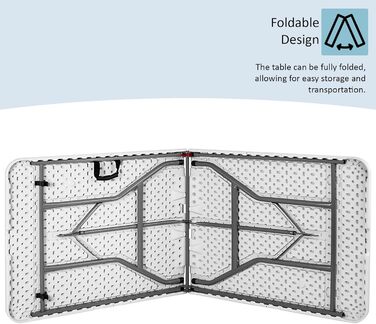 Складаний стіл Home Vida, 1,5 м, міцний, надзвичайно міцний, для кемпінгу, фуршету, весілля, ринку, саду, вечірки, багажника автомобіля, стайні, пікніка, кабінки, для використання в приміщенні та на вулиці, складна ручка для перенесення