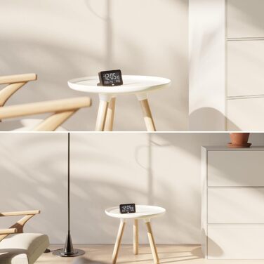 Цифровий будильник Braun з відображенням дати, місяця та температури, негативним РК-дисплеєм, швидким налаштуванням та поступовим звуковим сигналом будильника, чорного кольору, модель BC10B. у комплекті.