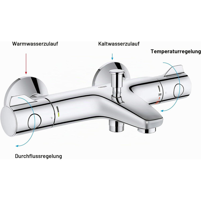 Змішувач для ванни Grohe Bau Cosmic 800 THM (вбудована частина), 1/2 F, сріблястий, з підключеннями, 34569000
