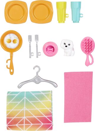 Барбі HCD48 - Ігровий набір для лялькового будиночка з лялькою та будиночком, 2 рівнями та 4 ігровими зонами, повністю мебльований, з домашнім улюбленцем та аксесуарами, іграшка-подарунок для дітей віком від 3 років