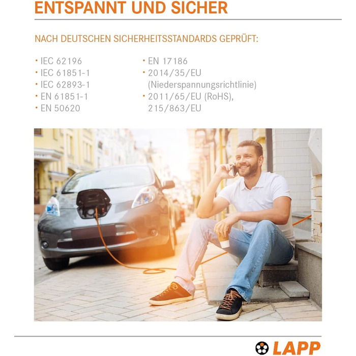 Зарядний кабель LAPP MOBILITY тип 2 11 кВт 7м - 20а зарядний кабель для електромобілів 3-фазний - зарядний кабель із захистом IP55