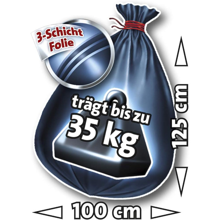 Міцні пакети для сміття Swirl Professional зі шнурком, 240 літрів, стійкі до розривів, 5 шт. в рулоні (упаковка з 3 шт. )