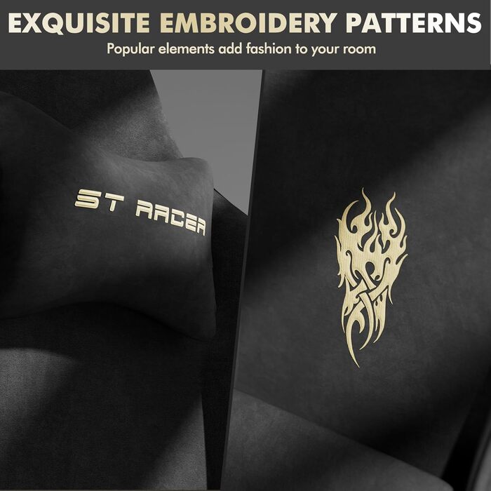 Ігрове крісло, дихаюче та ергономічне офісне крісло з високоякісної тканини, м&39яке, як хутро, комп&39ютерне крісло з регульованим підголівником та поперековою подушкою, підставкою для ніг, чорне LW210