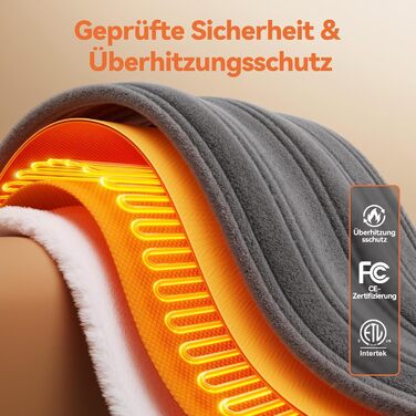 Електрична ковдра з підігрівом, автоматичним вимкненням та 9 зонами нагріву, 160x120 см, таймер 1-9 годин з функцією пам&39яті, швидкий та рівномірний розподіл тепла, двостороння фланель та овчина, 160 x 120 см для 1 особи / дивана
