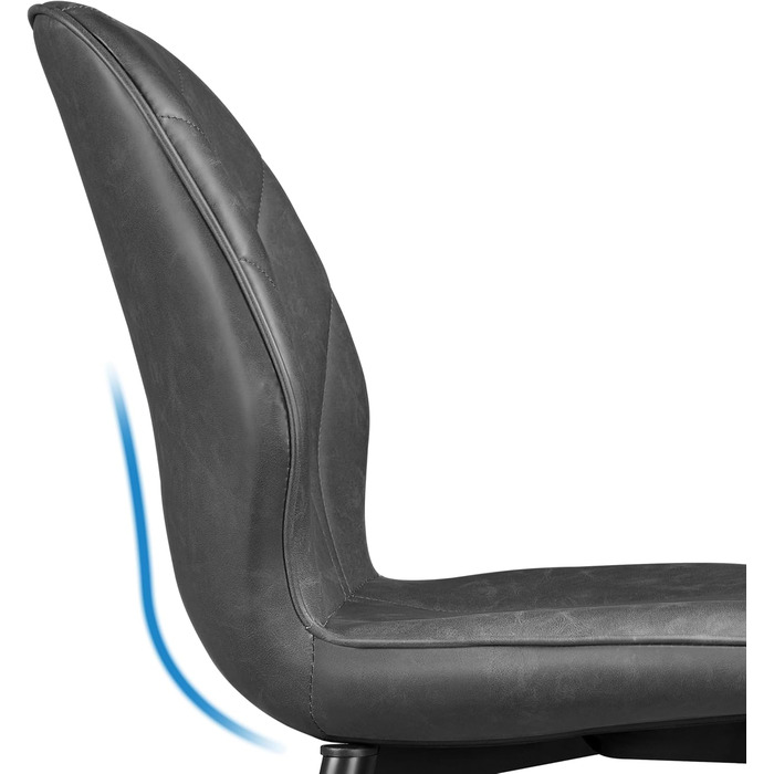 Обідні стільці Yaheetech, комплект з 2 шт. , м&39які кухонні стільці з металевими ніжками, вантажопідйомність до 136 кг, підходить для кухні/їдальні/спальні/ресторану, темно-сірий/штучна шкіра, комплект з 2 шт. , темно-сірий колір - штучна шкіра