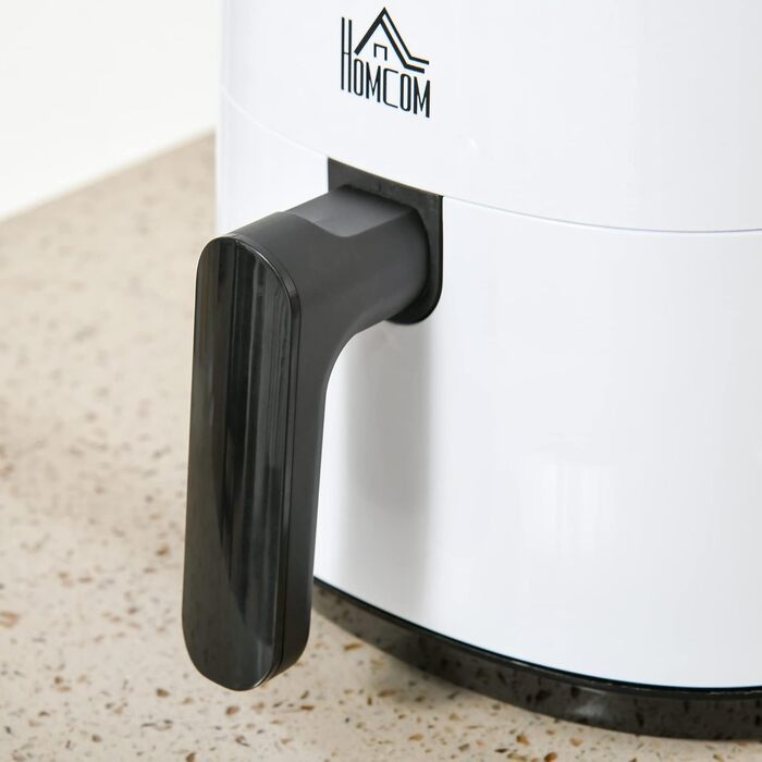 Аерофритюрниця HOMCOM 2,5 л 1300 Вт з 7 меню Кошик з антипригарним покриттям для здорового приготування їжі без олії з низьким вмістом жиру Сталь БілийЧорний 33,9 x 24,9 x 29,9 см