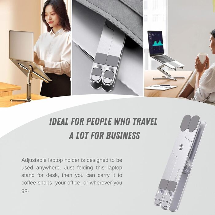 Підставка для ноутбука з поворотною базою на 360, регульована по висоті, ергономічна складана підставка для ноутбука, сумісна з iPad та MacBook/всіма ноутбуками до 16 дюймів (срібляста)