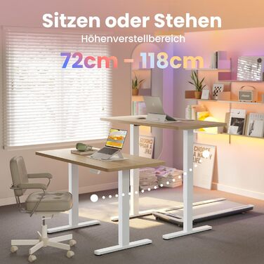 Стіл з регульованою висотою 80 x 48 см, 4 налаштування висоти з пам&39яттю, Електричний стіл для домашнього офісу та комп&39ютерної робочої станції, Стіл для роботи стоячи, Світлий горіх Світлий горіх 80 x 48 см