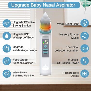 Дитячий назальний аспіратор Daxiongmao, водонепроникний електричний дошкільний автоматичний очищувач IPX7, дитячий назальний аспір