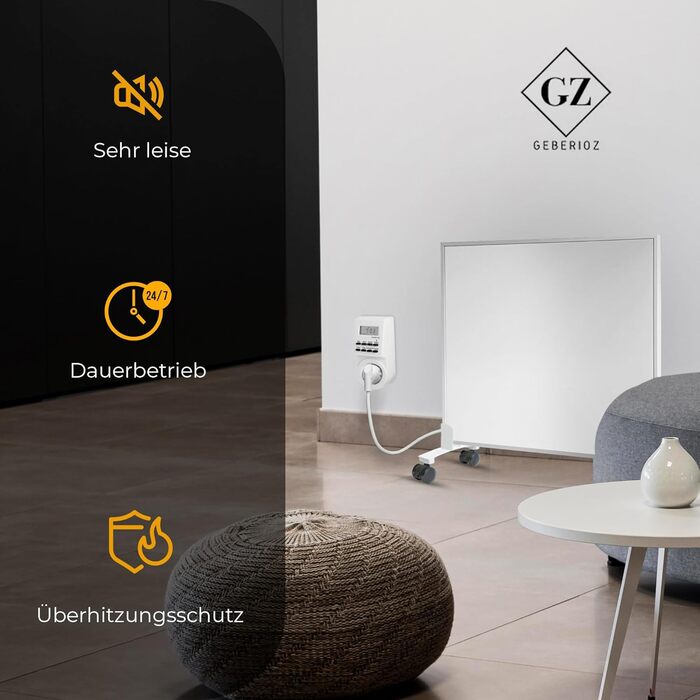 Інфрачервоний обігрівач, окремостоячий, 300 Вт - Енергозберігаючий електричний обігрівач на ніжках та колесах, мобільний з таймером - Geberioz ( V1)