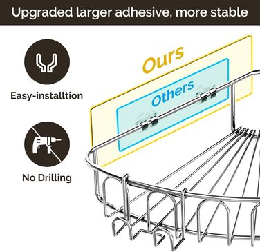 Кутова полиця для душу без свердління, самоклеюча полиця для душу - нержавіюча сталь - SUS304 полиця для душу - 2 шт. и 2 шт. и срібло