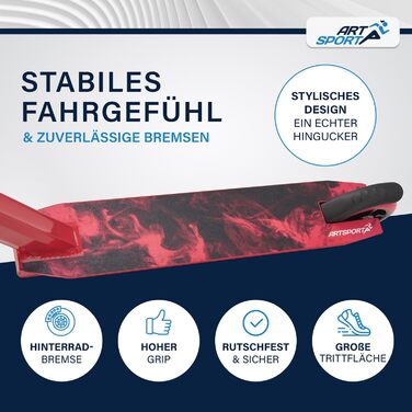 Трюковий самокат ArtSport з керуванням на 360, кулькові підшипники ABEC 9, 100 мм PU колеса та клейка стрічка, веселий самокат для