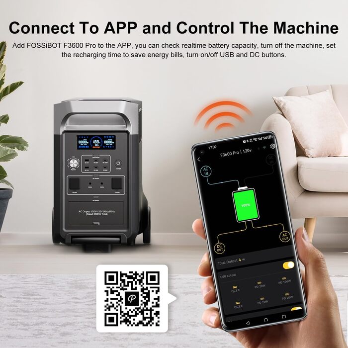 Портативний сонячний генератор LiFePO4 ємністю 3840 Втгод з виходом 3x230 В змінного струму 3600 Вт (пікова потужність 7200 Вт), швидка зарядка та накопичення енергії для дому, під час відключення електроенергії та подорожей., 3600 Pro Power Station