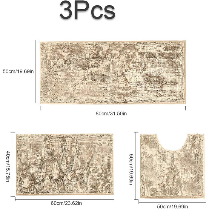 Комплект нековзних килимків для ванної, висока щільність водопоглинання, м&39яка мікрофібра, килимок для туалету, килимок для підставки для туалету, можна прати в пральній машині, комплект з 3 предметів (кольоровий)