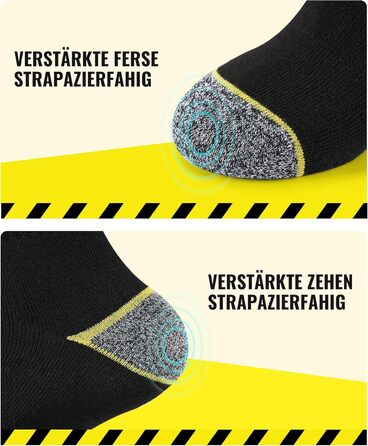 Пар чоловічих робочих шкарпеток, посилені термошкарпетки з підкладкою, дихаючі функціональні шкарпетки з комфортною манжетою, довгі робочі шкарпетки розмір 43-46, чорні, 10