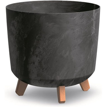 Квітковий горщик Квітковий горщик на ніжках Кашпо Gracia Slim круглий кашпо бетонного вигляду (висота 28,5 см, антрацитовий бетон)