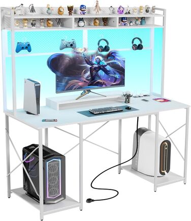Ігровий стіл Devoko зі світлодіодним підсвічуванням, письмовий стіл DIY на кілочках з USB-портом і розеткою, комп'ютерний стіл 120