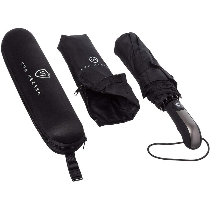 Парасолька VON HEESEN захищена від шторму до 140 км/год - з сумкою-парасолькою та дорожнім футляром - Складна парасолька з автомат