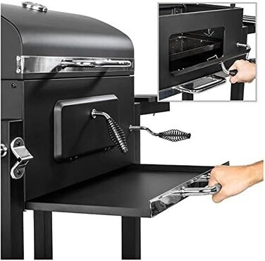 Гриль, візок для барбекю XXL вугільний гриль з кришкою, колесами, ручкою з нержавіючої сталі, решіткою для гриля і термометром вуг